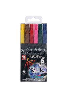 Estojo Caneta Pincel Koi Coloring C/6 Sakura